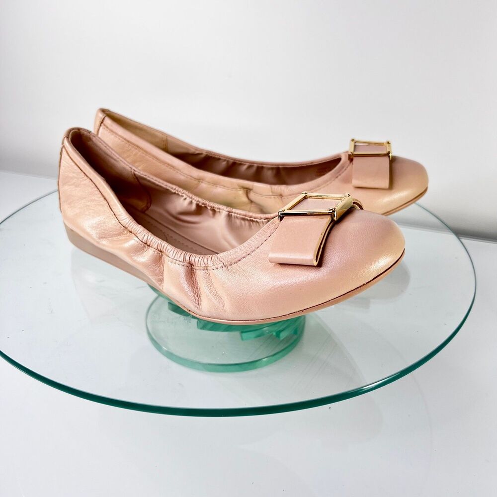 NEW Cole Haan Grand OS Tova Bow Ballet Flat Nude Leather Comfort W09918